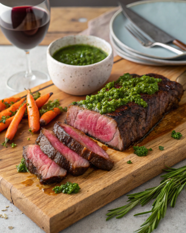 Coffee-Rubbed Steak with Chimichurri Sauce