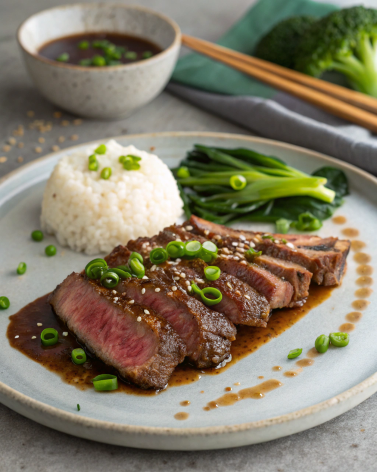 Miso Marinated Steak with Sesame Ginger Glaze