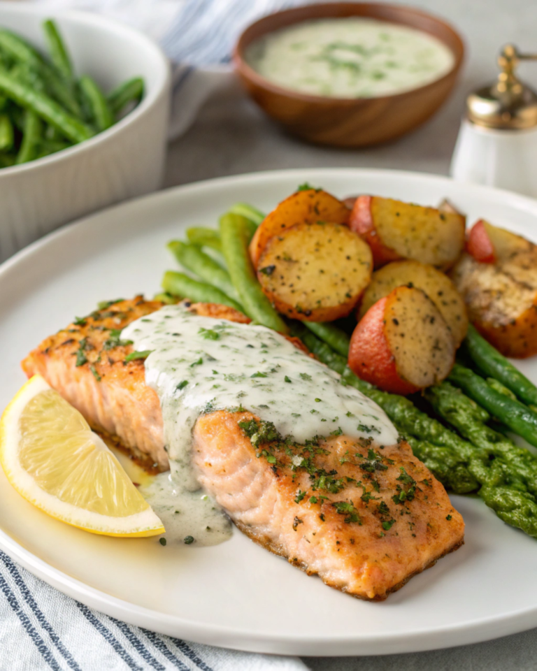 Herb-Crusted Salmon with Lemon Dill Sauce