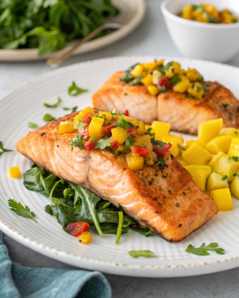 Saffron Infused Salmon with Mango Salsa