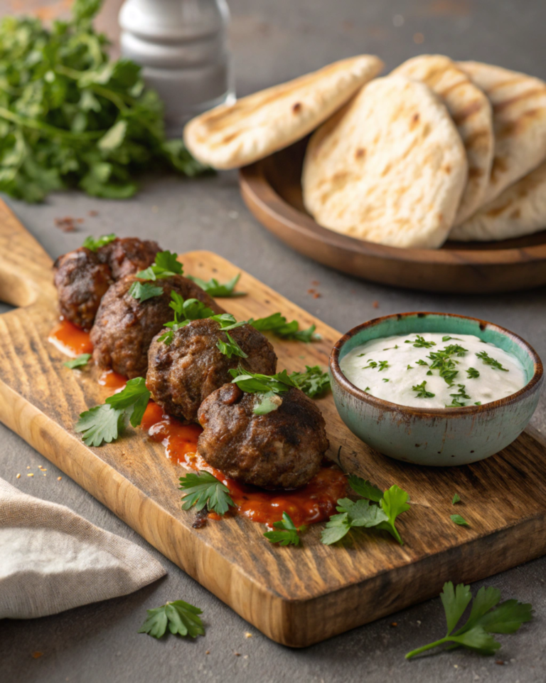 Beef Kofta with Spicy Yogurt Sauce