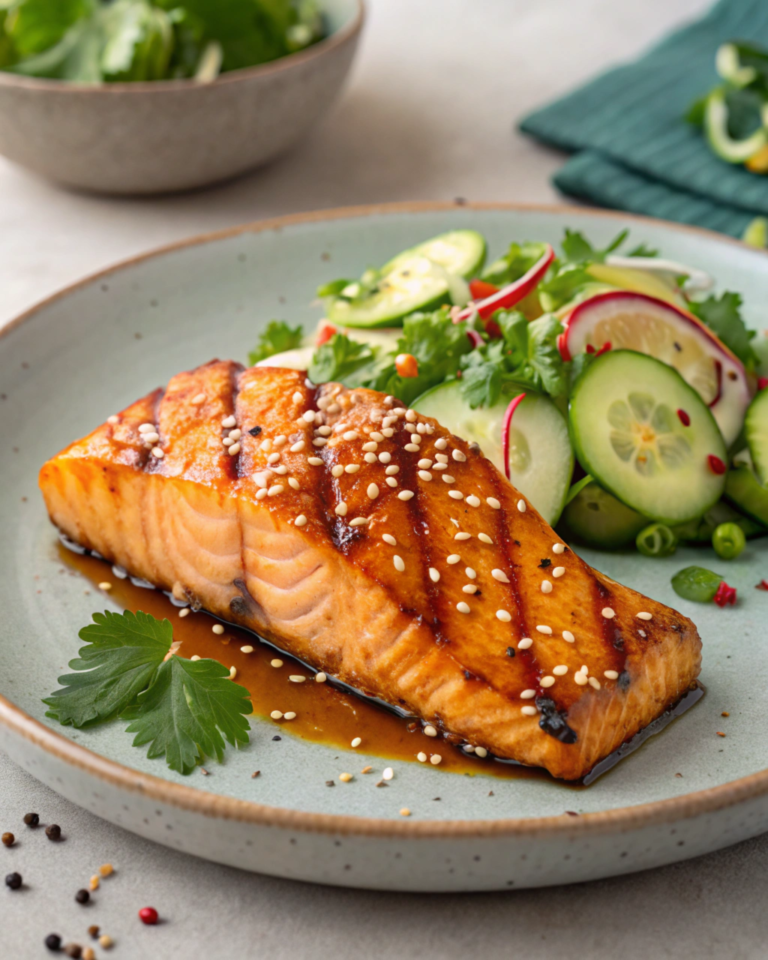 Miso-Glazed Salmon with Sesame Cucumber Salad