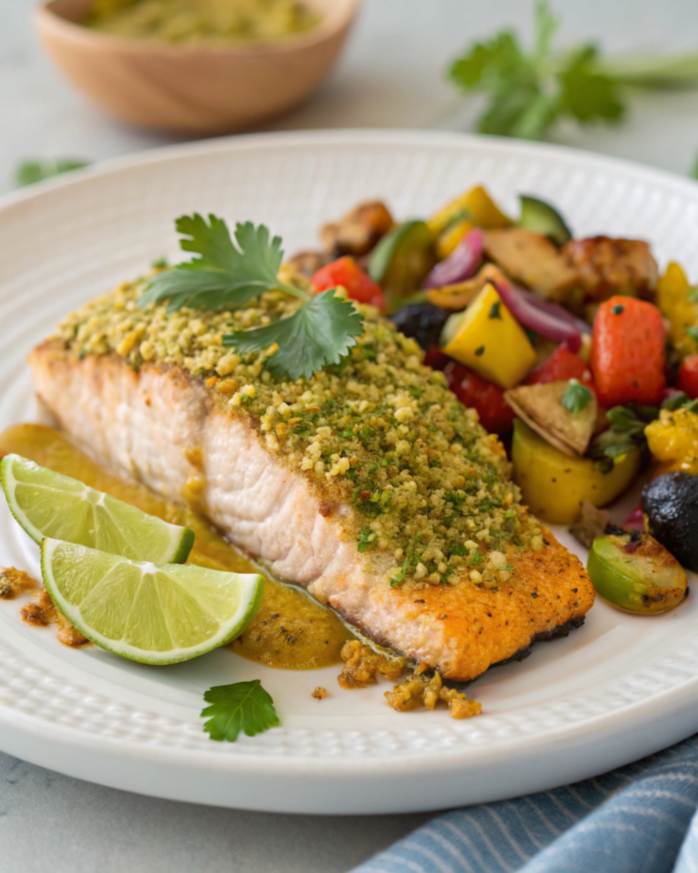 Pistachio-Crusted Salmon with a Honey-Lime Glaze